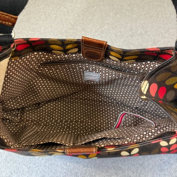 ORLA KIELY Multicolored Brown Pink Stem Print Laminate Canvas Handbag Tote Purse - Picture 12 of 16